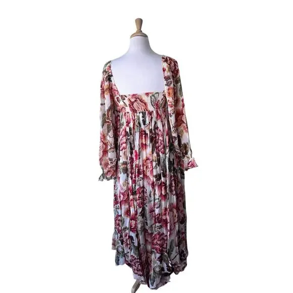 FREE PEOPLE Timeless Tapestry Maxi Dress Handkerchief Hem Boho Large NWT - Picture 5 of 13